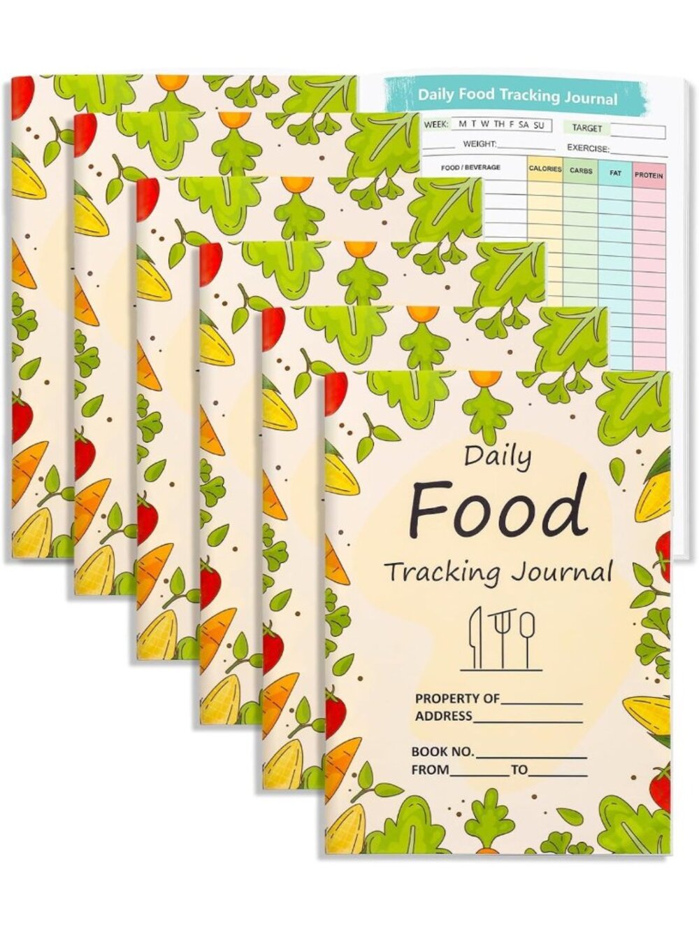 6 Pcs Food Journal Diary - Daily Calorie Tracker & Nutrition Log for Meals
